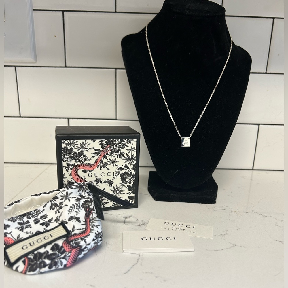 Gucci Square Trademark Pendant Necklace